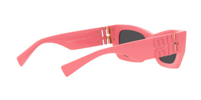 Sunglasses Miu Miu MU 09WS (18C5S0) color dark pink shape rectangle lenses dark grey