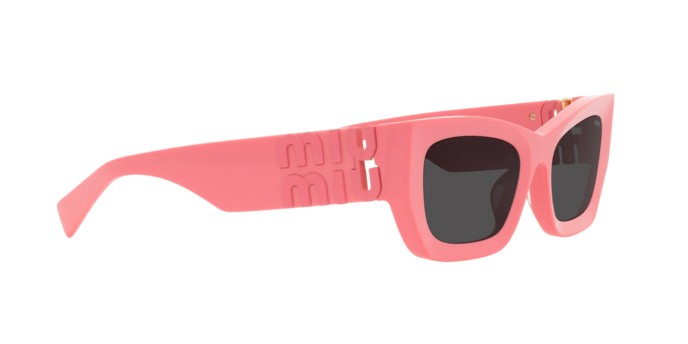 Sunglasses Miu Miu MU 09WS (18C5S0) color dark pink shape rectangle lenses dark grey
