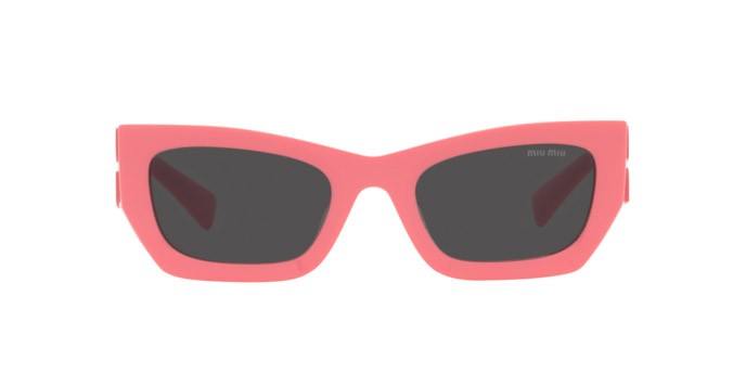 Sunglasses Miu Miu MU 09WS (18C5S0) color dark pink shape rectangle lenses dark grey