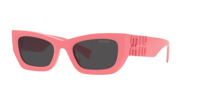 Sunglasses Miu Miu MU 09WS (18C5S0) color dark pink shape rectangle lenses dark grey