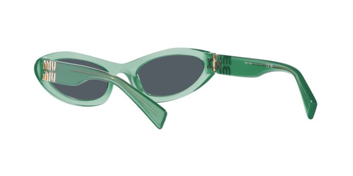 Occhiali da sole Miu Miu MU 09YS (19L09T) colore anise opal forma irregolare lenti grigio scuro