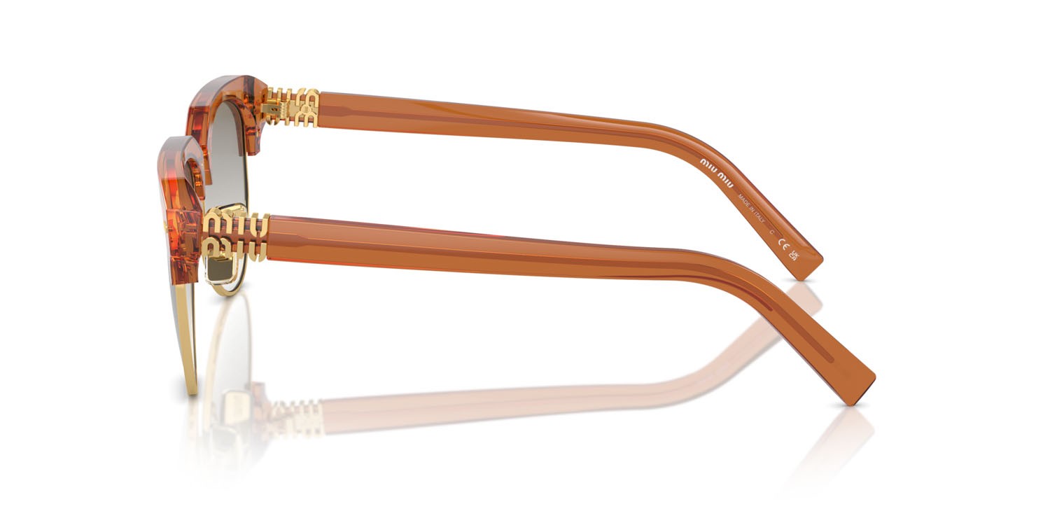 Occhiali da sole Miu Miu MU 09ZS (15T8K1) colore caramello forma aviator lenti sfumata argento trasparente