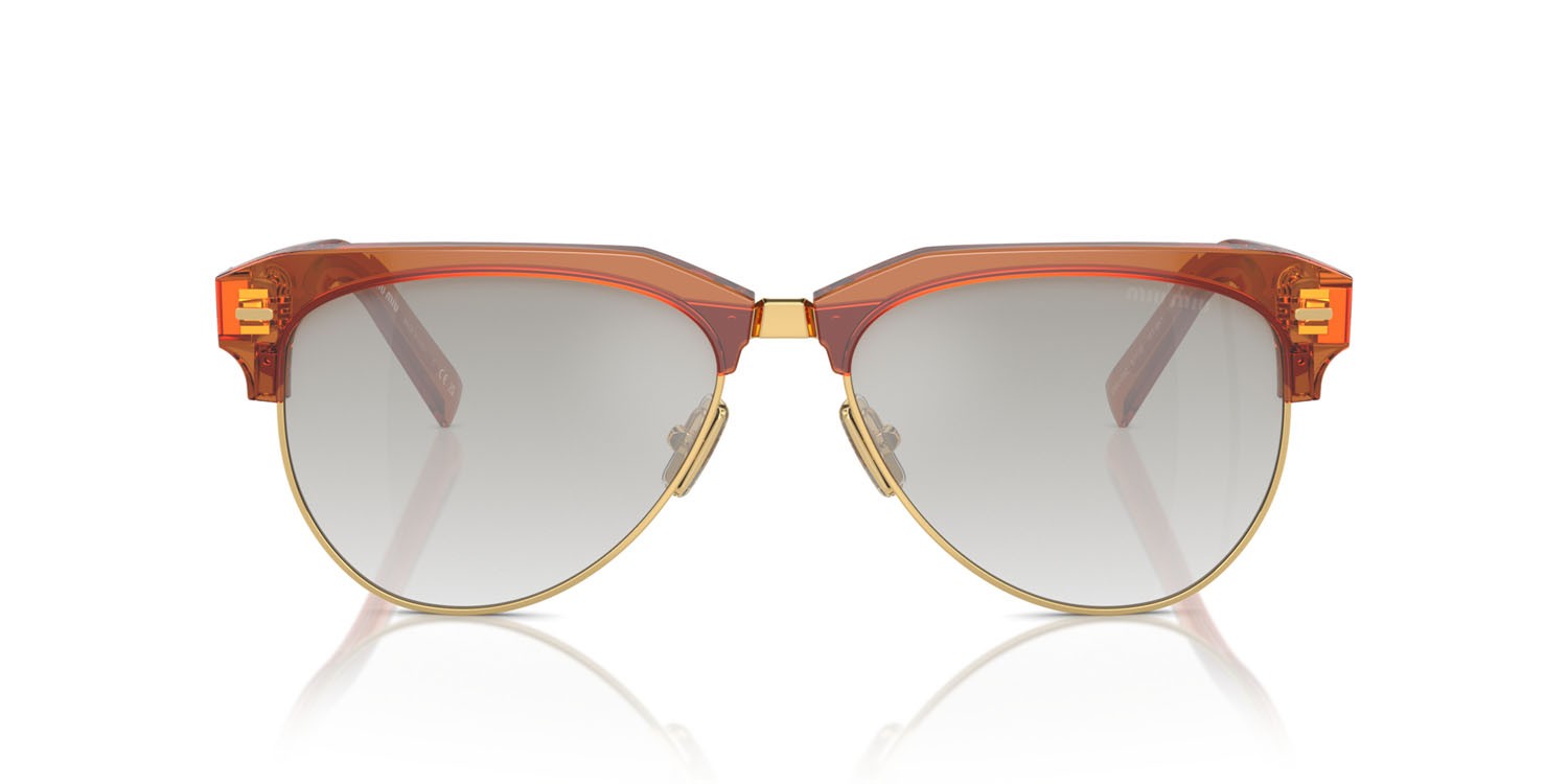 Occhiali da sole Miu Miu MU 09ZS (15T8K1) colore caramello forma aviator lenti sfumata argento trasparente