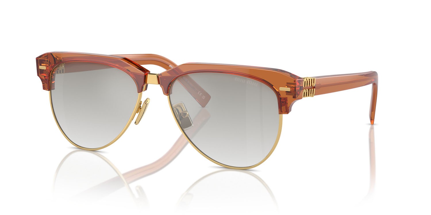Occhiali da sole Miu Miu MU 09ZS (15T8K1) colore caramello forma aviator lenti sfumata argento trasparente
