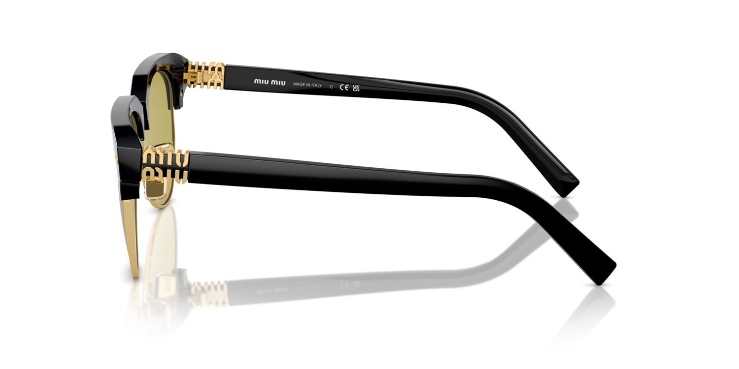 Occhiali da sole Miu Miu MU 09ZS (1AB07O) colore nero forma aviator lenti verde oliva