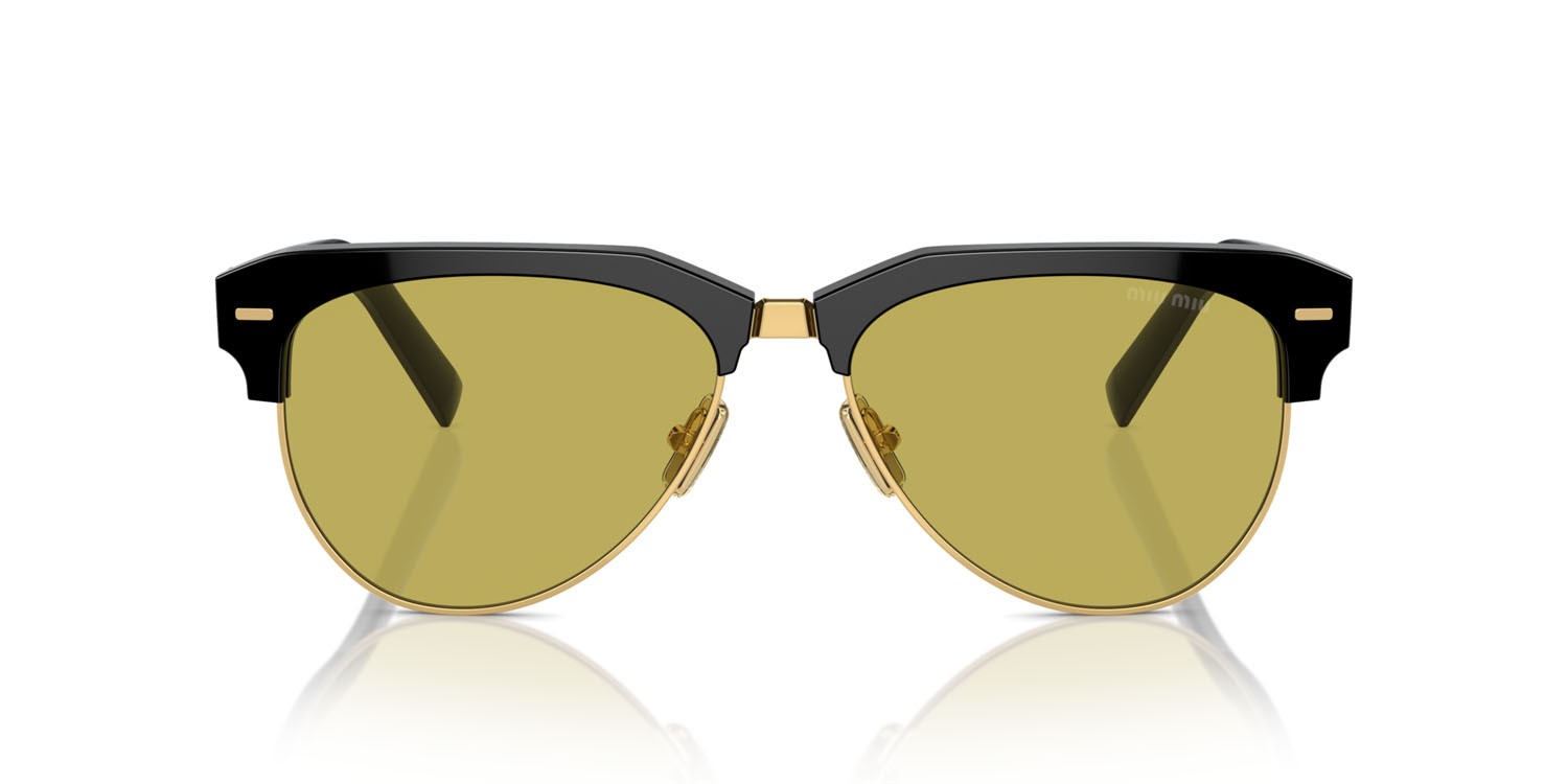 Occhiali da sole Miu Miu MU 09ZS (1AB07O) colore nero forma aviator lenti verde oliva