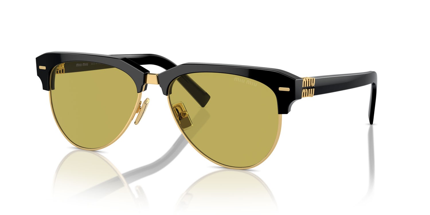 Occhiali da sole Miu Miu MU 09ZS (1AB07O) colore nero forma aviator lenti verde oliva