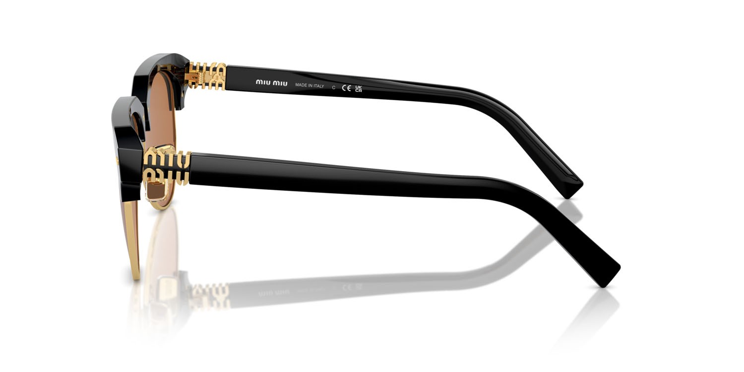 Occhiali da sole Miu Miu MU 09ZS (1AB2Z1) colore nero forma aviator lenti marrone