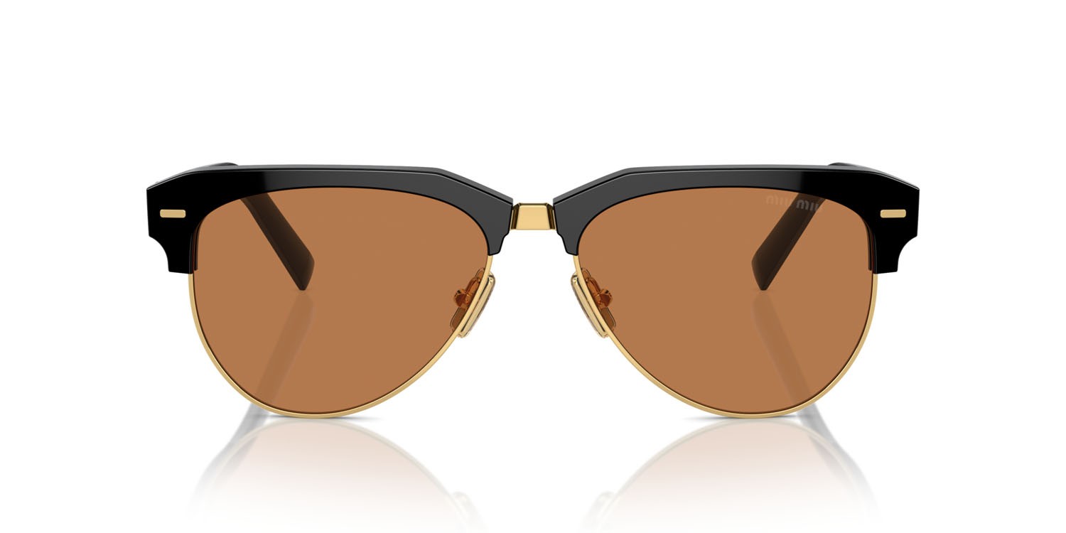 Occhiali da sole Miu Miu MU 09ZS (1AB2Z1) colore nero forma aviator lenti marrone