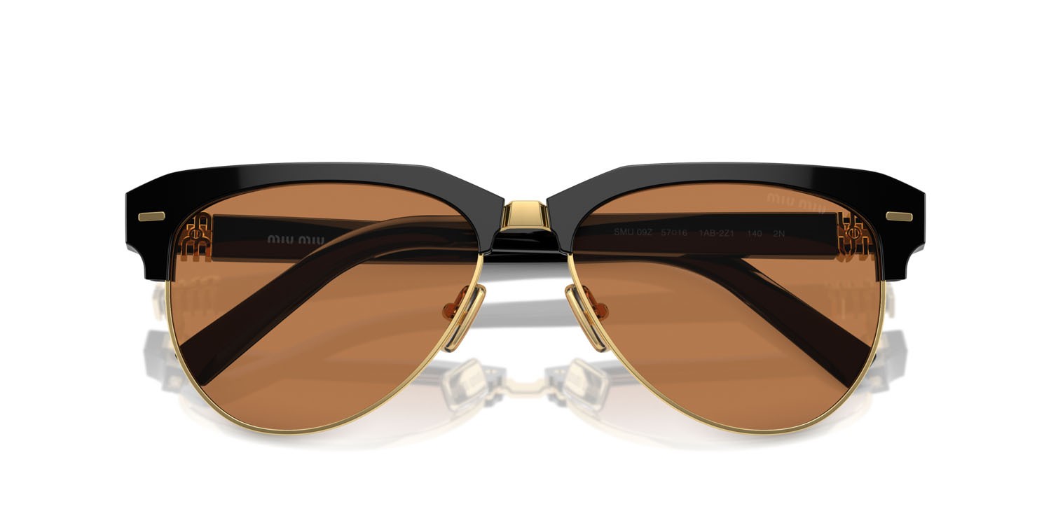 Occhiali da sole Miu Miu MU 09ZS (1AB2Z1) colore nero forma aviator lenti marrone