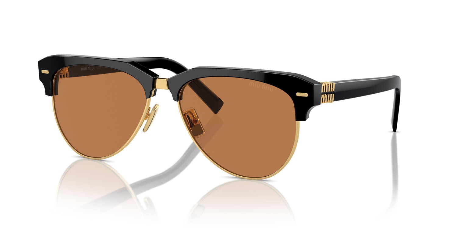 Occhiali da sole Miu Miu MU 09ZS (1AB2Z1) colore nero forma aviator lenti marrone