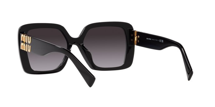 Occhiali da sole Miu Miu MU 10YS (1AB5D1) colore nero forma irregolare lenti sfumato grigio