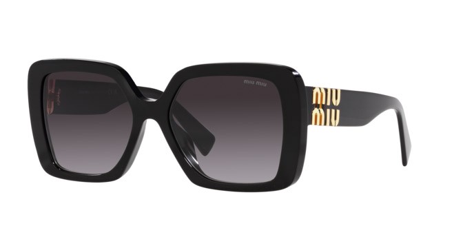 Occhiali da sole Miu Miu MU 10YS (1AB5D1) colore nero forma irregolare lenti sfumato grigio