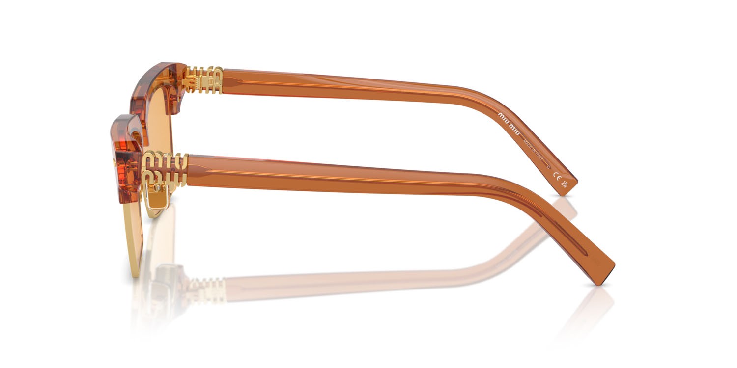 Occhiali da sole Miu Miu MU 10ZS (15T0B7) colore caramel trasparent forma quadrato lenti giallo