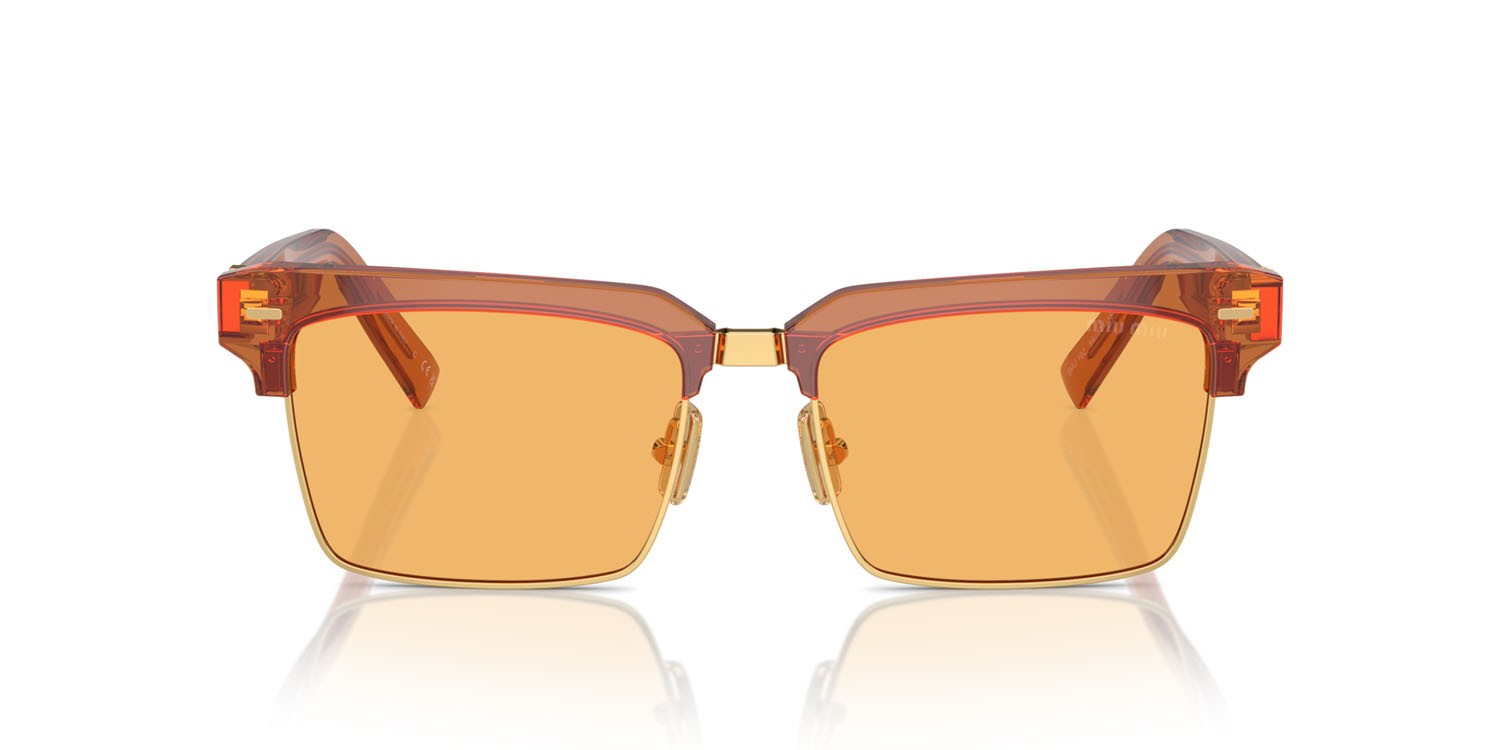 Occhiali da sole Miu Miu MU 10ZS (15T0B7) colore caramel trasparent forma quadrato lenti giallo