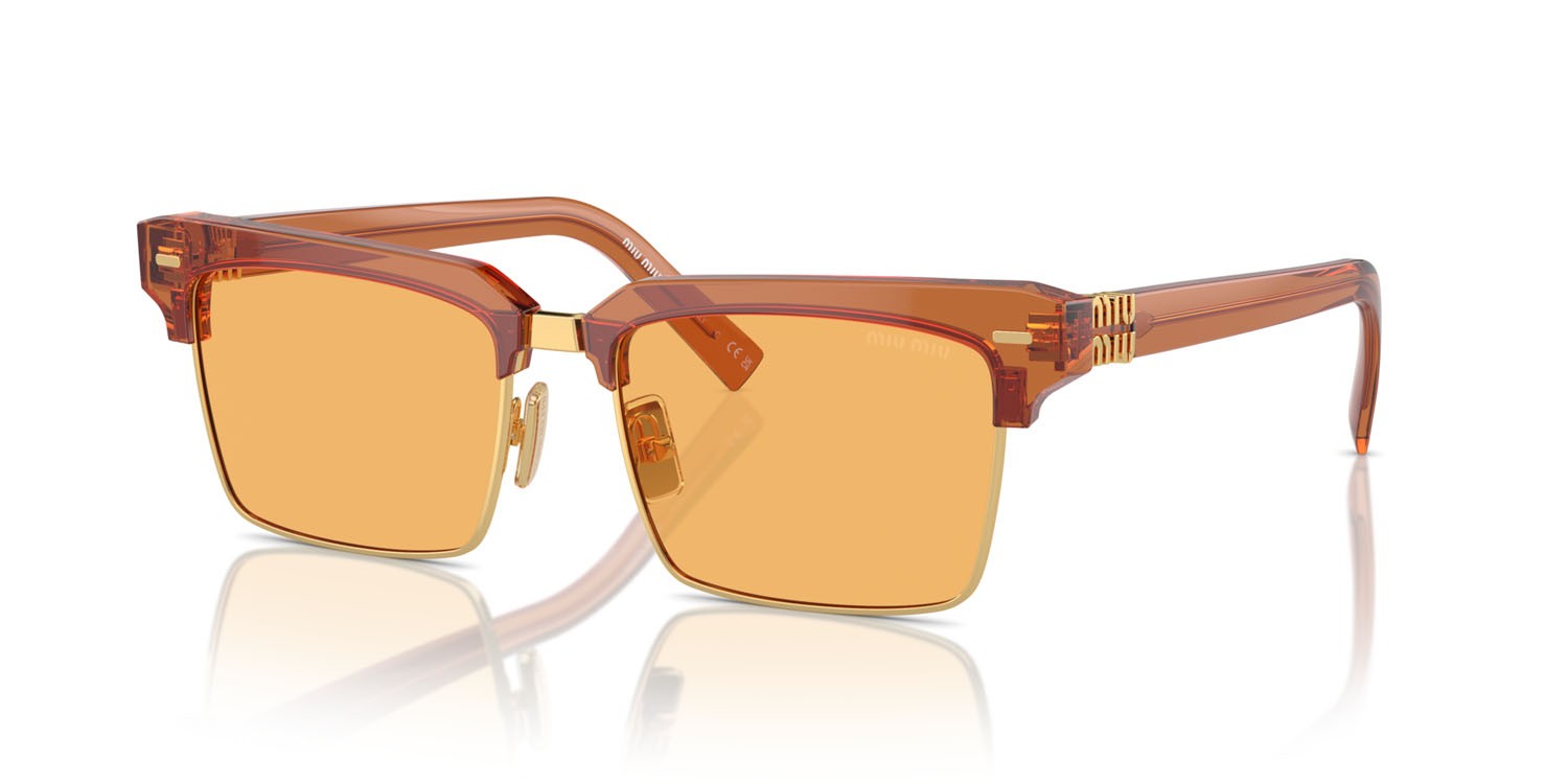 Occhiali da sole Miu Miu MU 10ZS (15T0B7) colore caramel trasparent forma quadrato lenti giallo