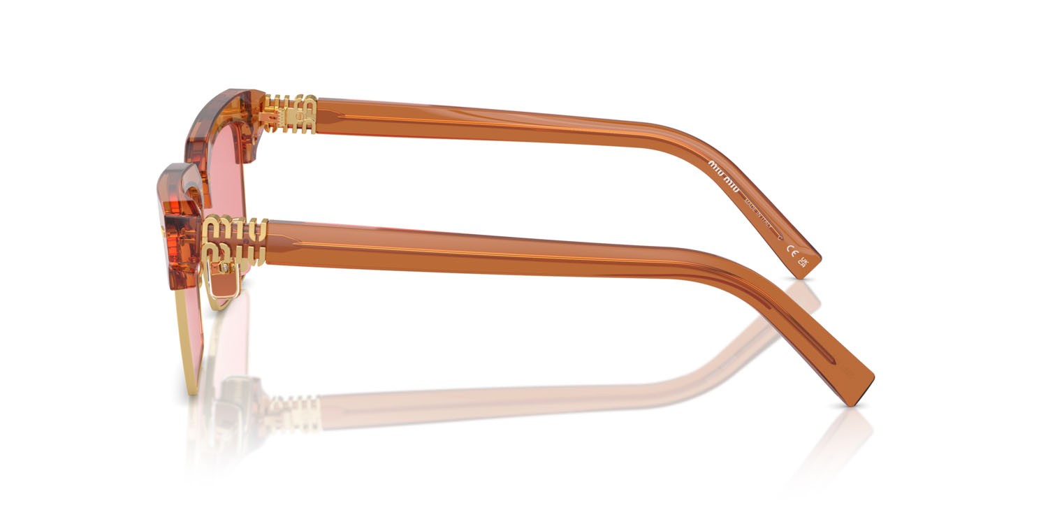 Occhiali da sole Miu Miu MU 10ZS (15T1D0) colore caramel trasparent forma quadrato lenti rosa