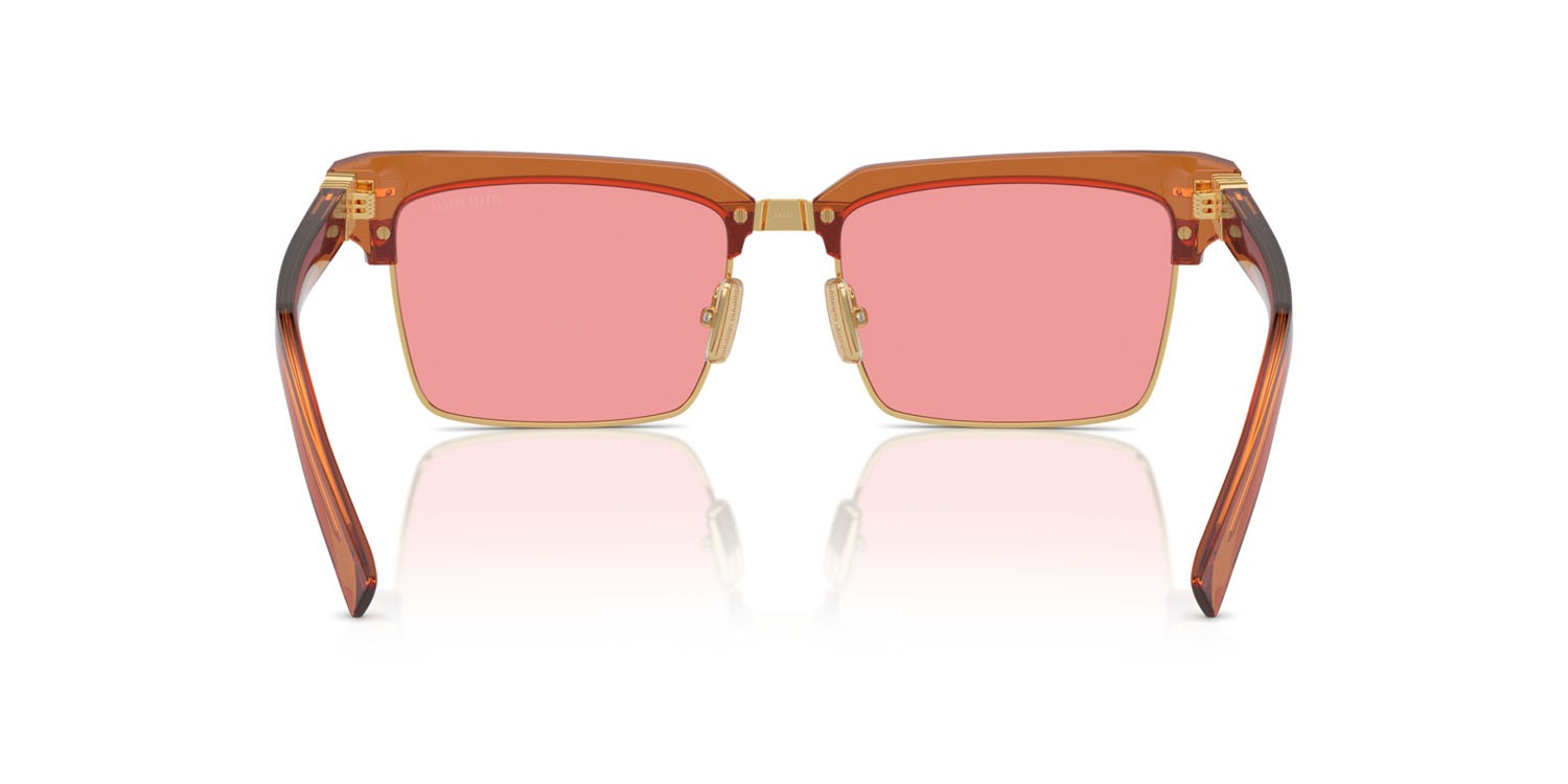 Occhiali da sole Miu Miu MU 10ZS (15T1D0) colore caramel trasparent forma quadrato lenti rosa