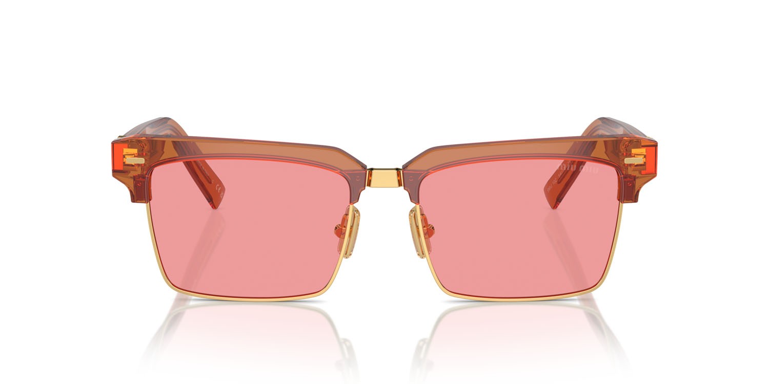 Occhiali da sole Miu Miu MU 10ZS (15T1D0) colore caramel trasparent forma quadrato lenti rosa