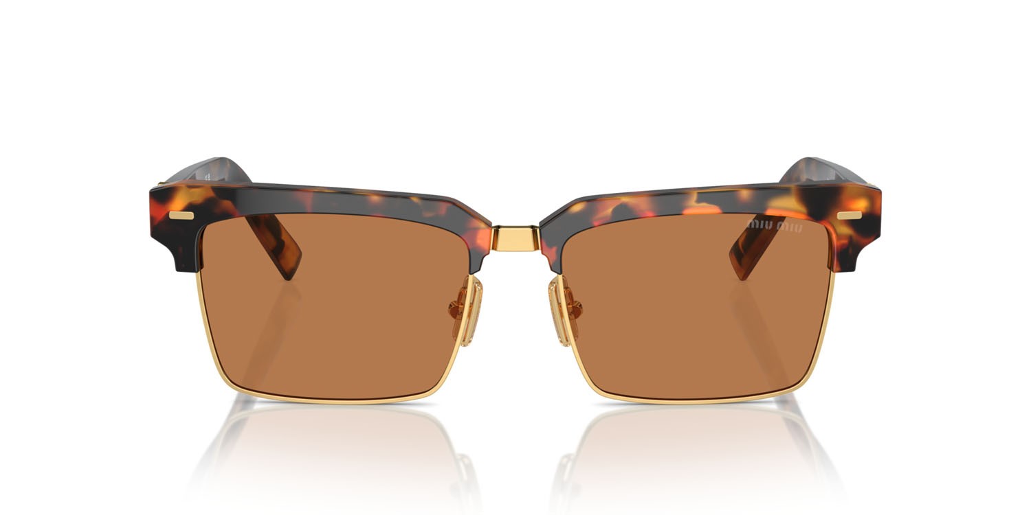 Sunglasses Miu Miu MU 10ZS (19P2Z1) color havana chiaro shape square lenses marrone