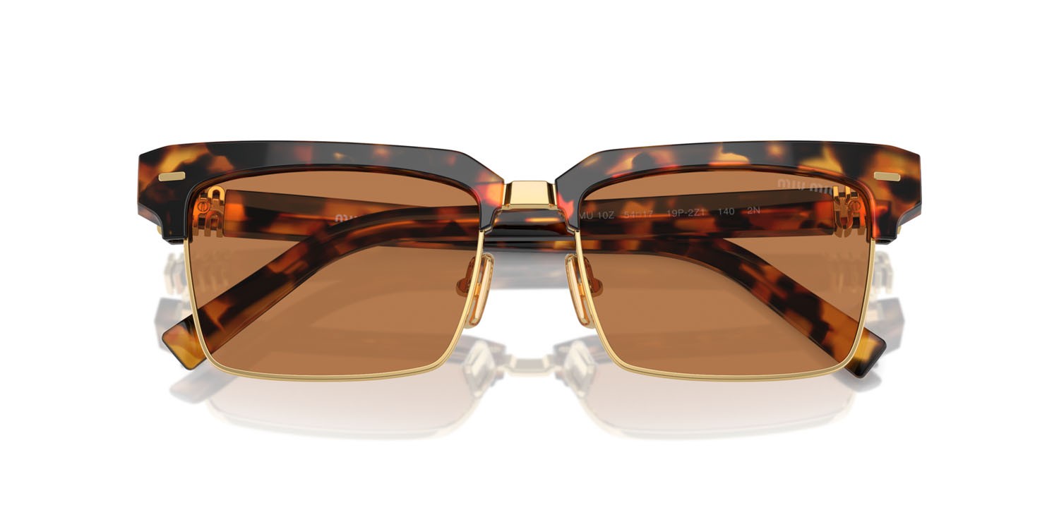 Sunglasses Miu Miu MU 10ZS (19P2Z1) color havana chiaro shape square lenses marrone