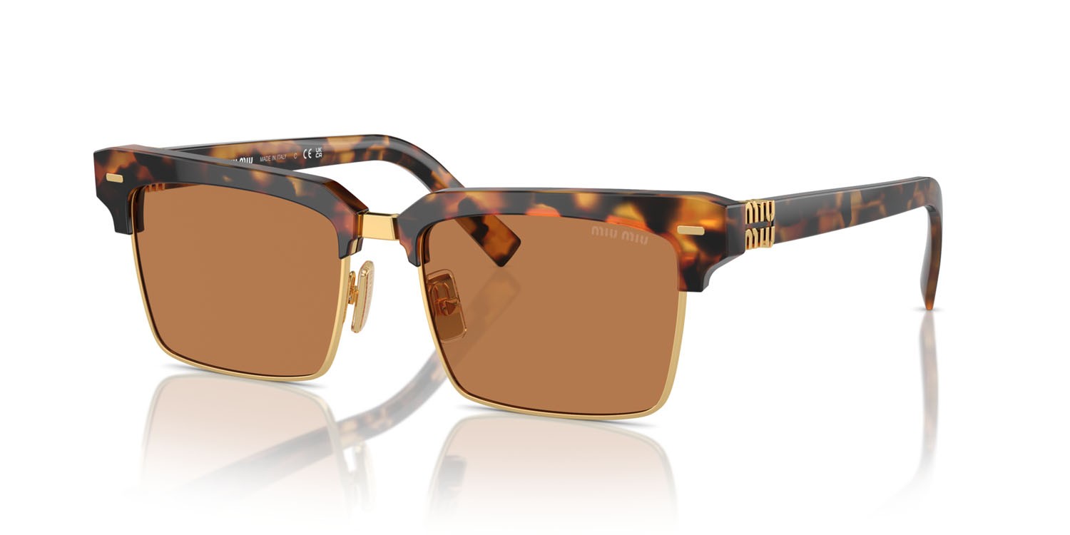 Sunglasses Miu Miu MU 10ZS (19P2Z1) color havana chiaro shape square lenses marrone