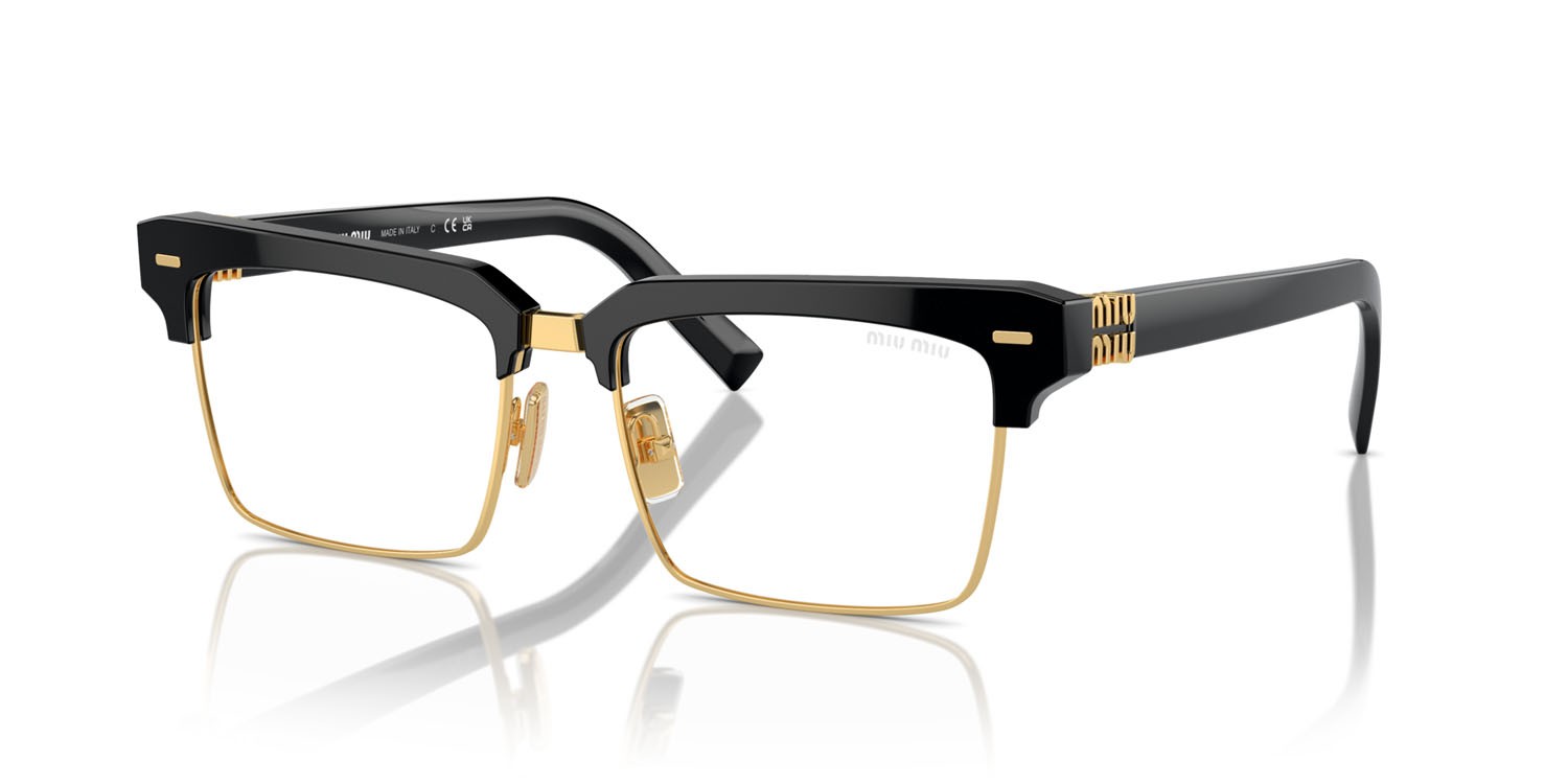 Occhiali da sole Miu Miu MU 10ZS (1AB08N) colore nero forma quadrato lenti trasparente con filtro anti luce blu