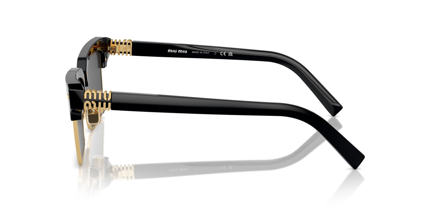 Occhiali da sole Miu Miu MU 10ZS (1AB5S0) colore nero forma quadrato lenti grigio scuro