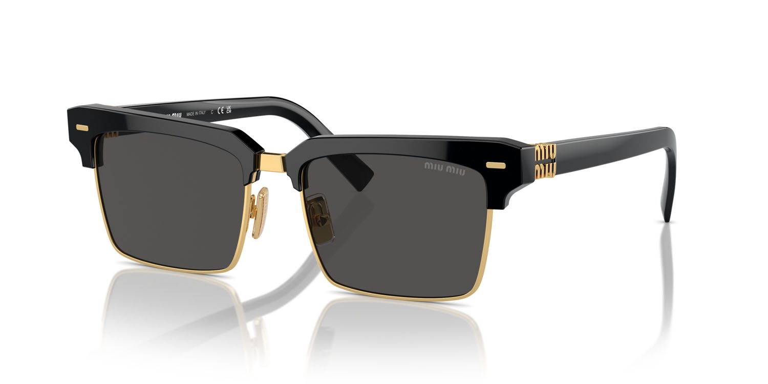 Occhiali da sole Miu Miu MU 10ZS (1AB5S0) colore nero forma quadrato lenti grigio scuro