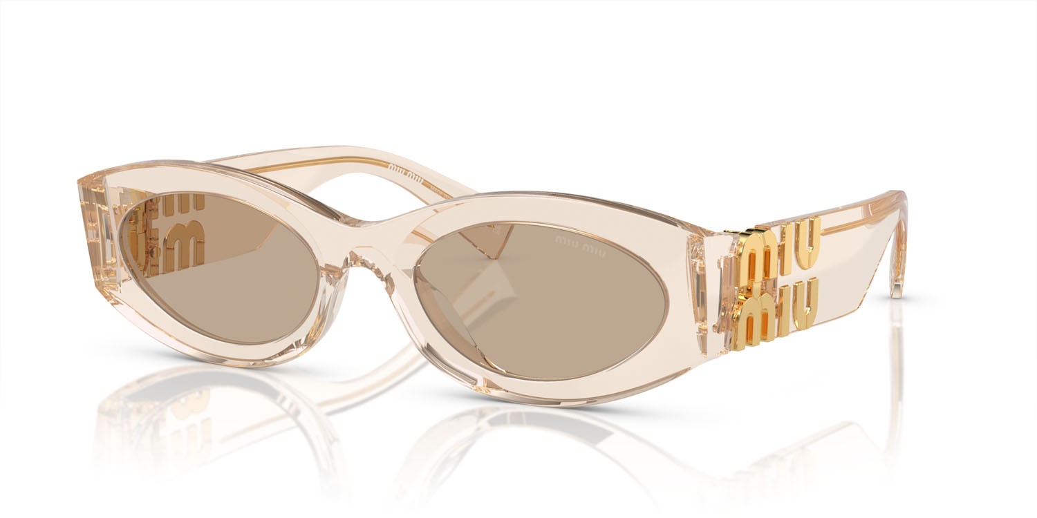 Sonnenbrillen Miu  MU 11WS (11T40F) farbe sabbia trasparente form oval gläser marrone scuro