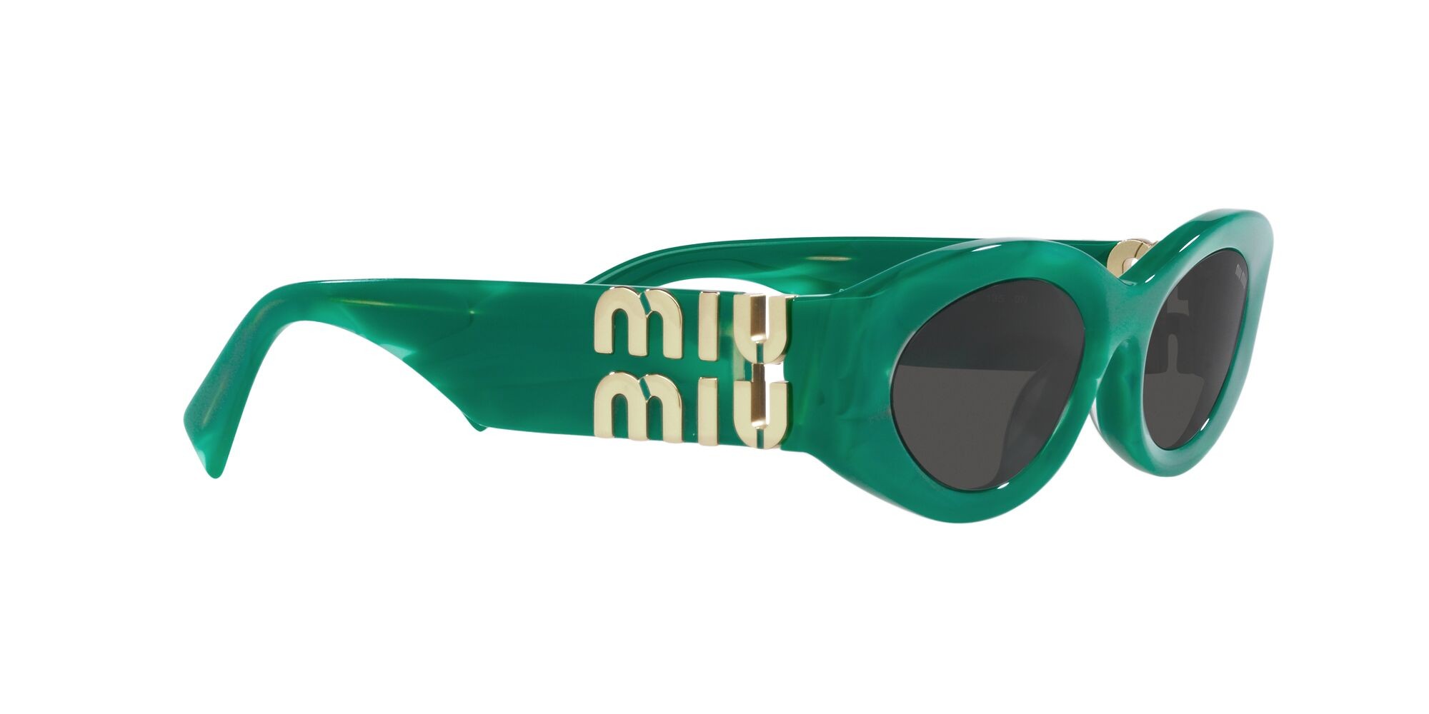 Occhiali da sole Miu  MU 11WS (15H5S0) colore verde forma ovale lenti grigio scuro