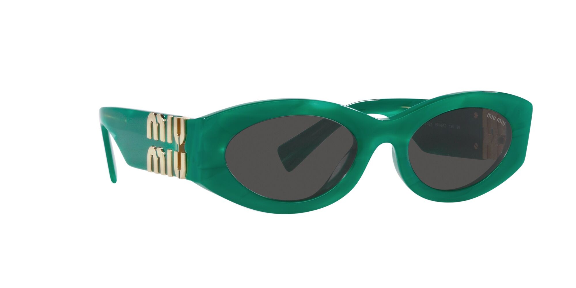 Occhiali da sole Miu  MU 11WS (15H5S0) colore verde forma ovale lenti grigio scuro