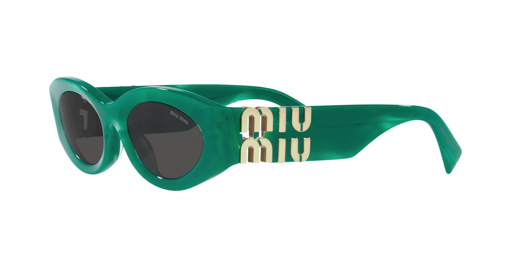 Occhiali da sole Miu  MU 11WS (15H5S0) colore verde forma ovale lenti grigio scuro