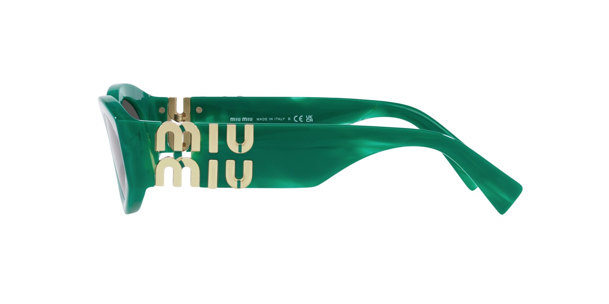 Occhiali da sole Miu  MU 11WS (15H5S0) colore verde forma ovale lenti grigio scuro