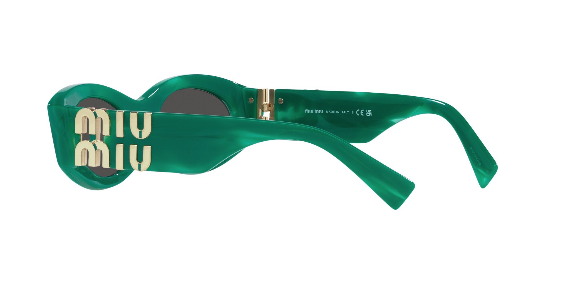 Occhiali da sole Miu  MU 11WS (15H5S0) colore verde forma ovale lenti grigio scuro