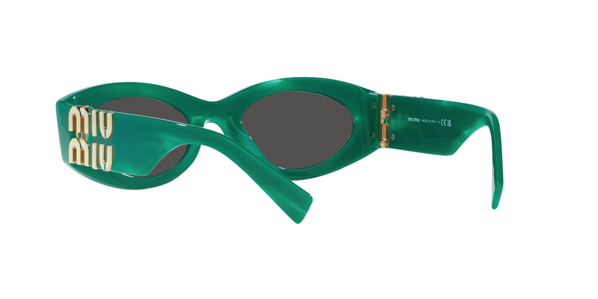 Occhiali da sole Miu  MU 11WS (15H5S0) colore verde forma ovale lenti grigio scuro