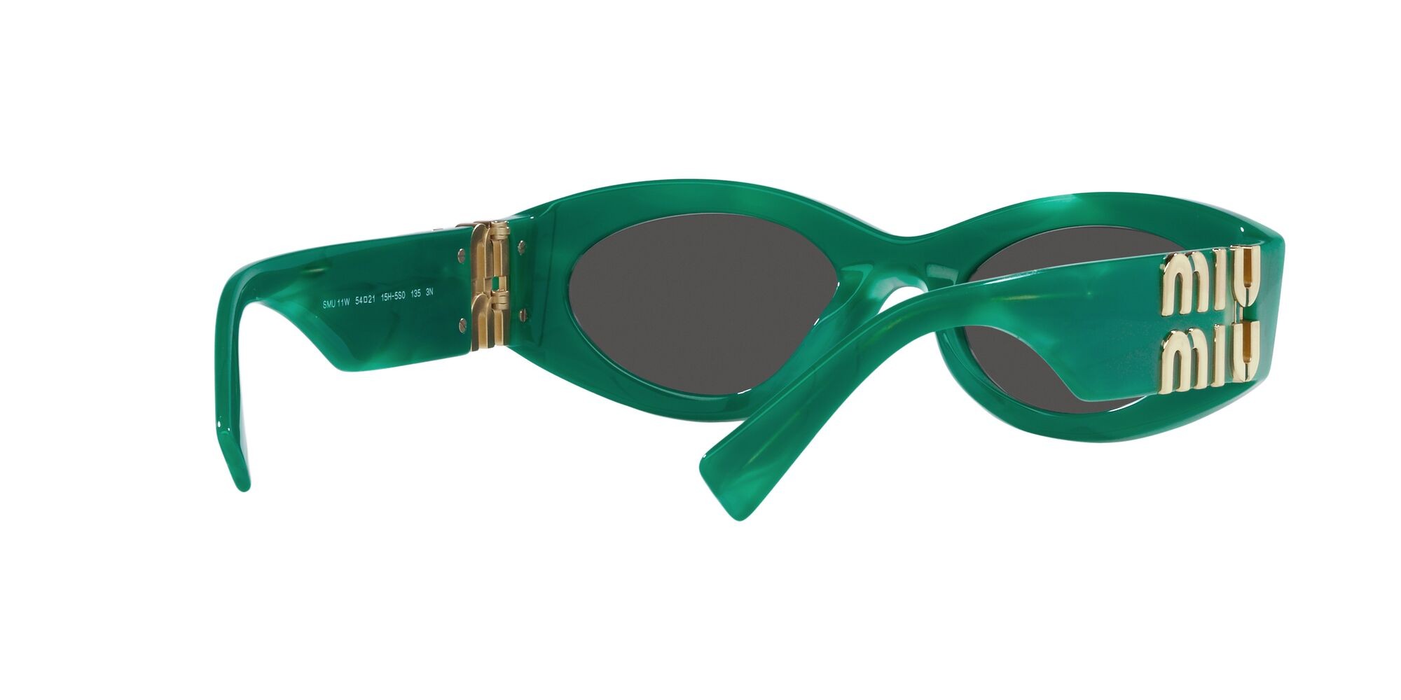 Occhiali da sole Miu  MU 11WS (15H5S0) colore verde forma ovale lenti grigio scuro