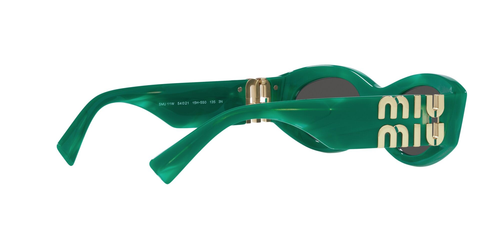 Occhiali da sole Miu  MU 11WS (15H5S0) colore verde forma ovale lenti grigio scuro