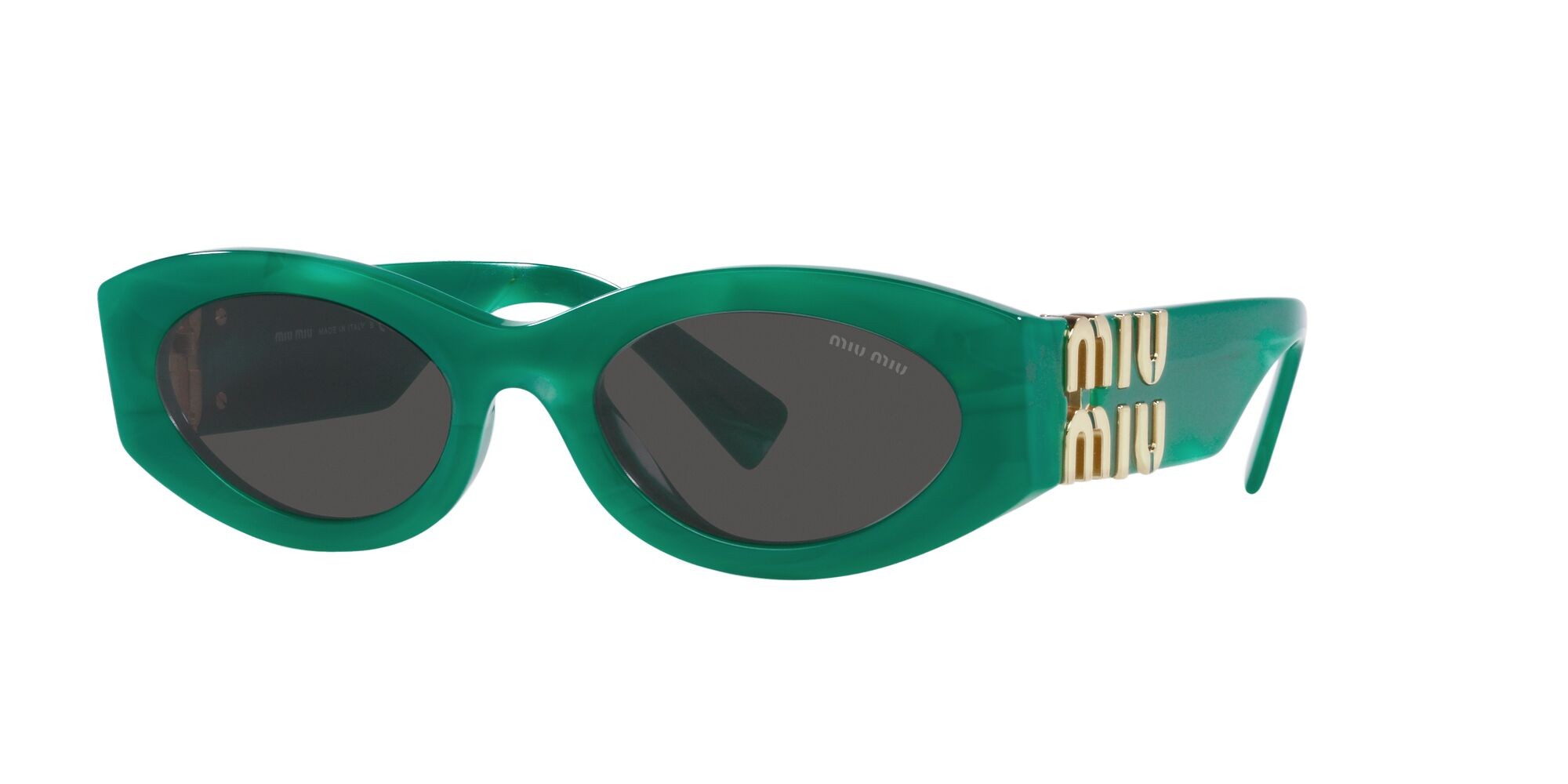Occhiali da sole Miu  MU 11WS (15H5S0) colore verde forma ovale lenti grigio scuro