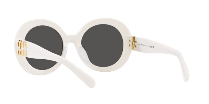 Occhiali da sole Miu Miu MU 11YS (1425S0) colore bianco forma rotondo lenti grigio scuro