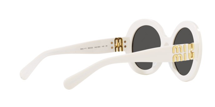 Occhiali da sole Miu Miu MU 11YS (1425S0) colore bianco forma rotondo lenti grigio scuro