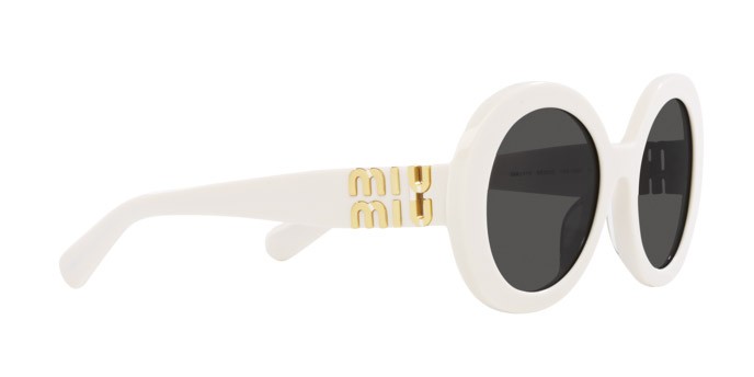 Occhiali da sole Miu Miu MU 11YS (1425S0) colore bianco forma rotondo lenti grigio scuro