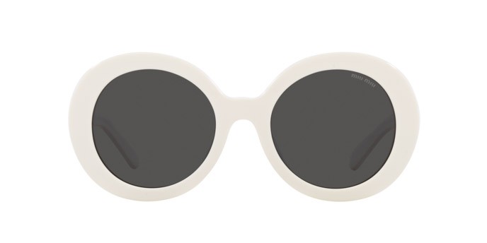 Occhiali da sole Miu Miu MU 11YS (1425S0) colore bianco forma rotondo lenti grigio scuro