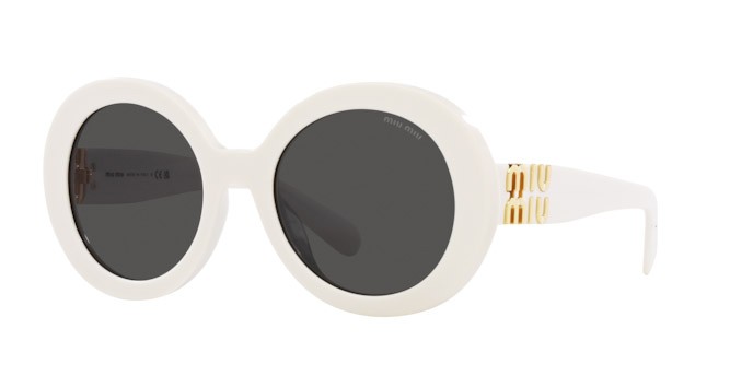 Occhiali da sole Miu Miu MU 11YS (1425S0) colore bianco forma rotondo lenti grigio scuro