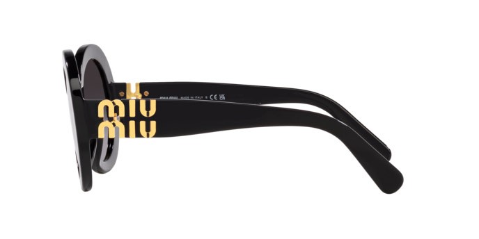Sunglasses Miu Miu MU 11YS (1AB5D1) color nero shape round lenses sfumato grigio