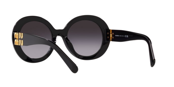 Sunglasses Miu Miu MU 11YS (1AB5D1) color nero shape round lenses sfumato grigio