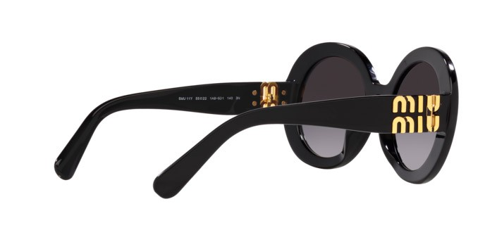 Sunglasses Miu Miu MU 11YS (1AB5D1) color nero shape round lenses sfumato grigio