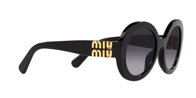 Sunglasses Miu Miu MU 11YS (1AB5D1) color nero shape round lenses sfumato grigio