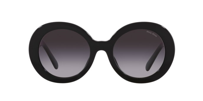 Sunglasses Miu Miu MU 11YS (1AB5D1) color nero shape round lenses sfumato grigio