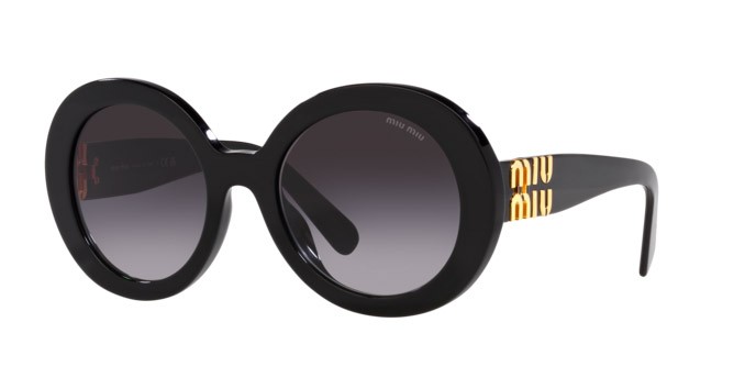 Sunglasses Miu Miu MU 11YS (1AB5D1) color nero shape round lenses sfumato grigio